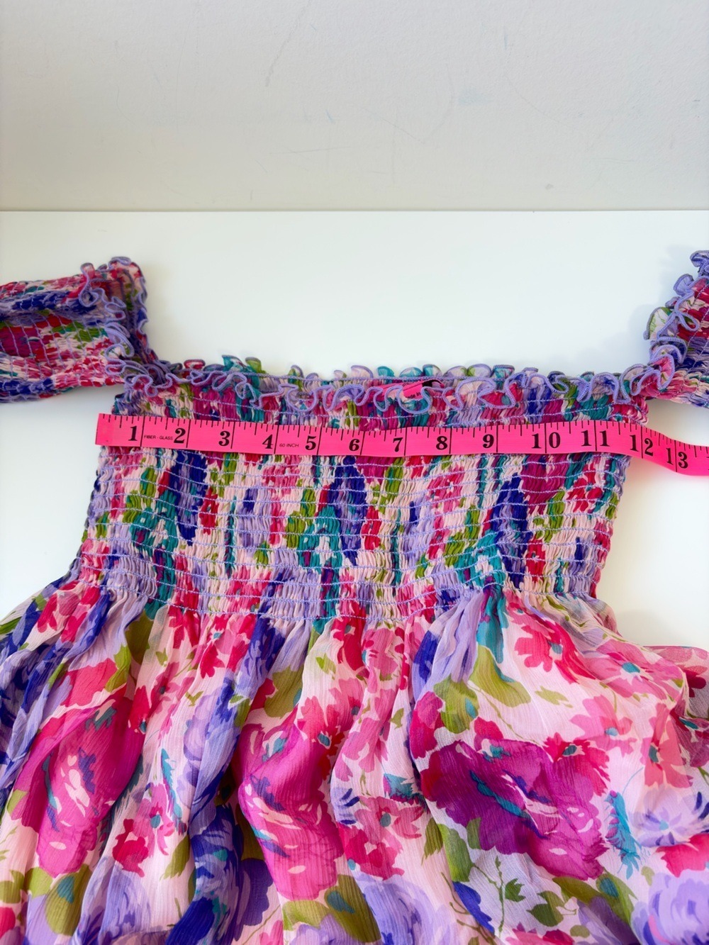 BETSEY JOHNSON VINTAGE 100% SILK FLORAL CHIFFON DRESS Size S - Picture 9 of 10